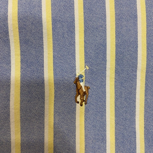 Ralph Lauren Blue & Yellow Striped Collard Classic Fit Button Down Men's 2x Big - Picture 4 of 11